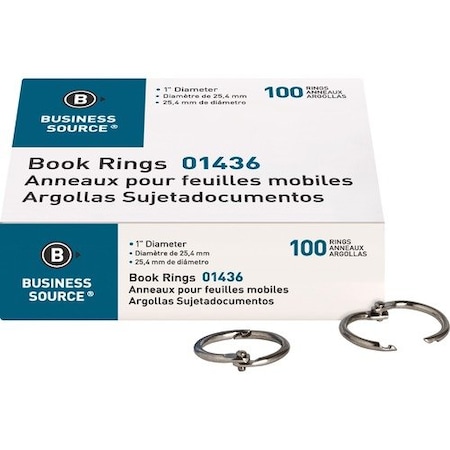 Business Source RING, BOOK, 1in, NICKEL, 100PC, 100PK BSN01436